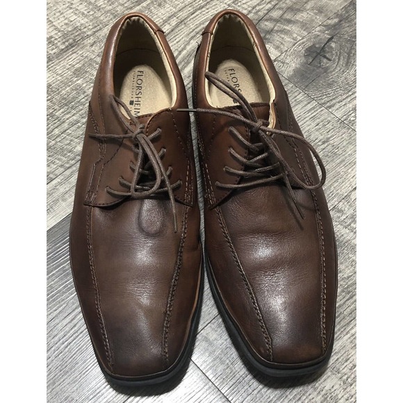 Florsheim Men's Oxford Brown Leather Dress Shoes Loafers Lace Up Tie Size 9D - Picture 7 of 8